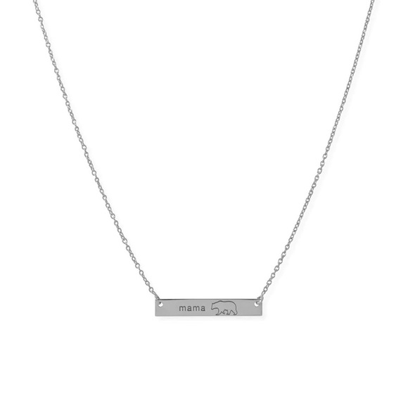 💫 Sterling Silver "Mama Bear" Bar Necklace - Picture 2 of 2